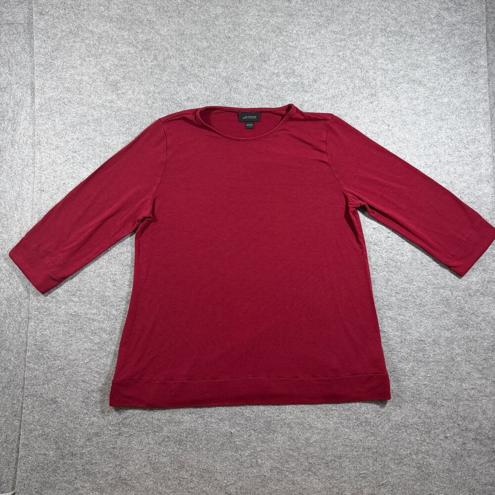 J.Jill Wearever Top Womens S Red 3/4 Sleeve Crew Neck Relaxed Stretch